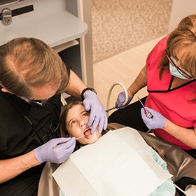 Smiling woman in dental chair