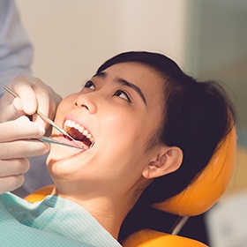 Woman receiving dental checkup