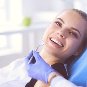 Woman smiling in dental chair